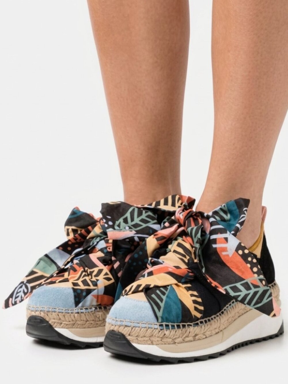 Free People Chapmin Espadrille Sneakers Platform Ribbon Lace Suede Jute Size 38